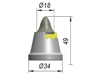 Резец дорожный A34WL-18E