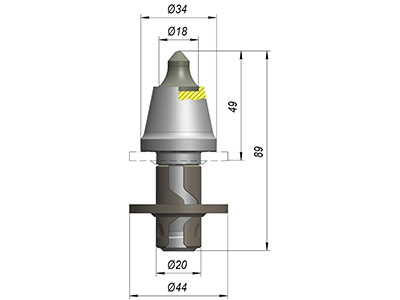 Резец дорожный A34WL-18E2
