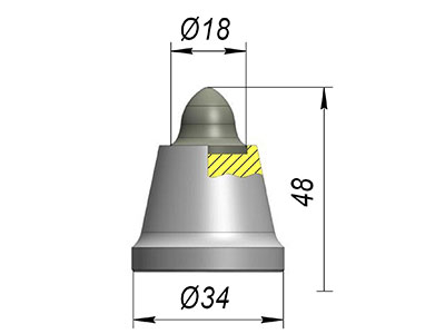 Резец дорожный A34WL-18F