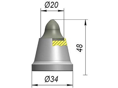 Резец дорожный A34WL-20F