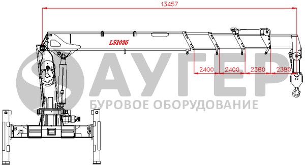 Габаритные размеры  крана HOTOMI LS 1035