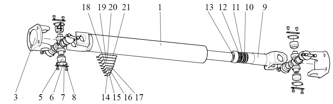 Схема вала карданного на БМ-811 (811М)